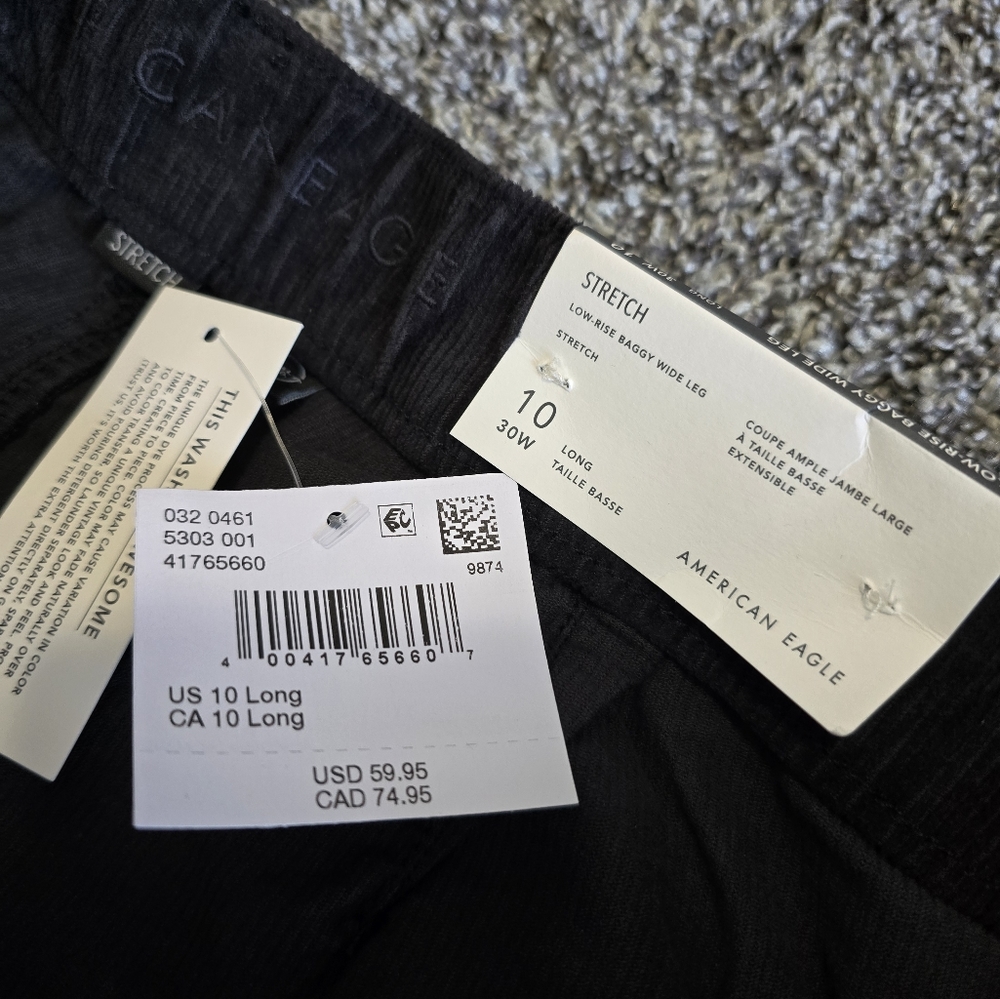 American Eagle Outfitters Women’s Wide Leg Corduroy Pants in Black - Picture 6 of 7